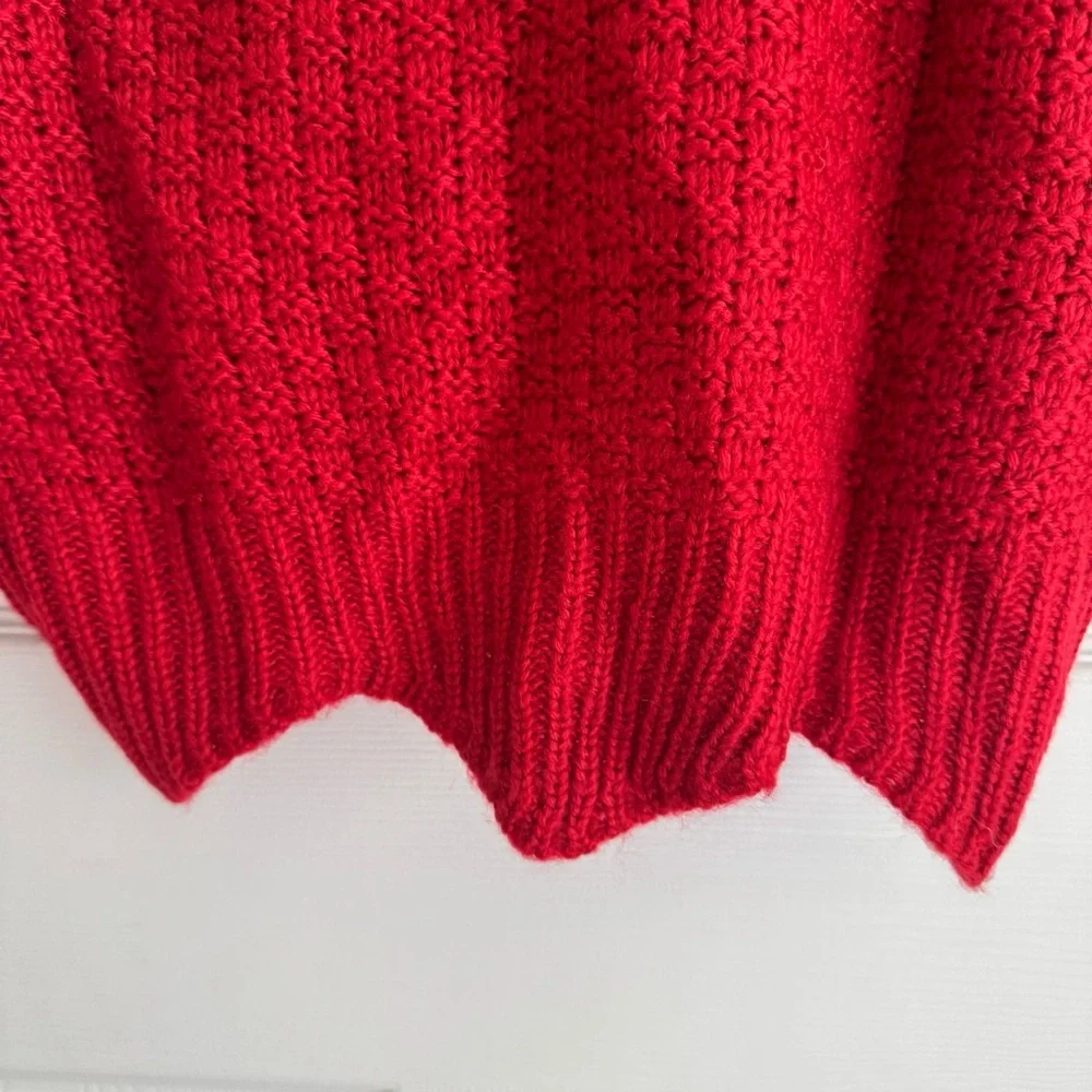 Pink Lily Red Cable Knit Chunky Turtleneck Sweater Women’s Size Small